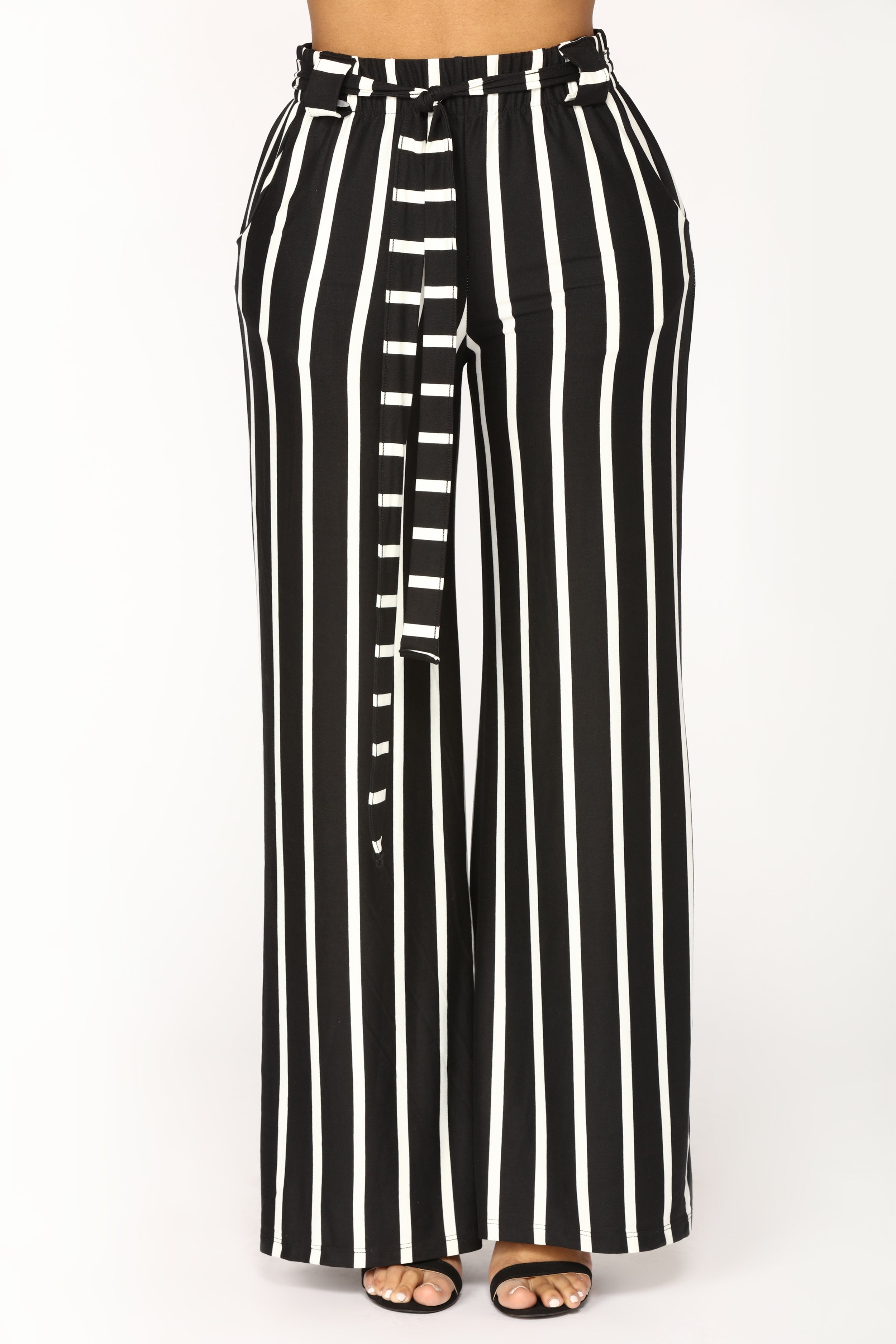 striped high rise pants