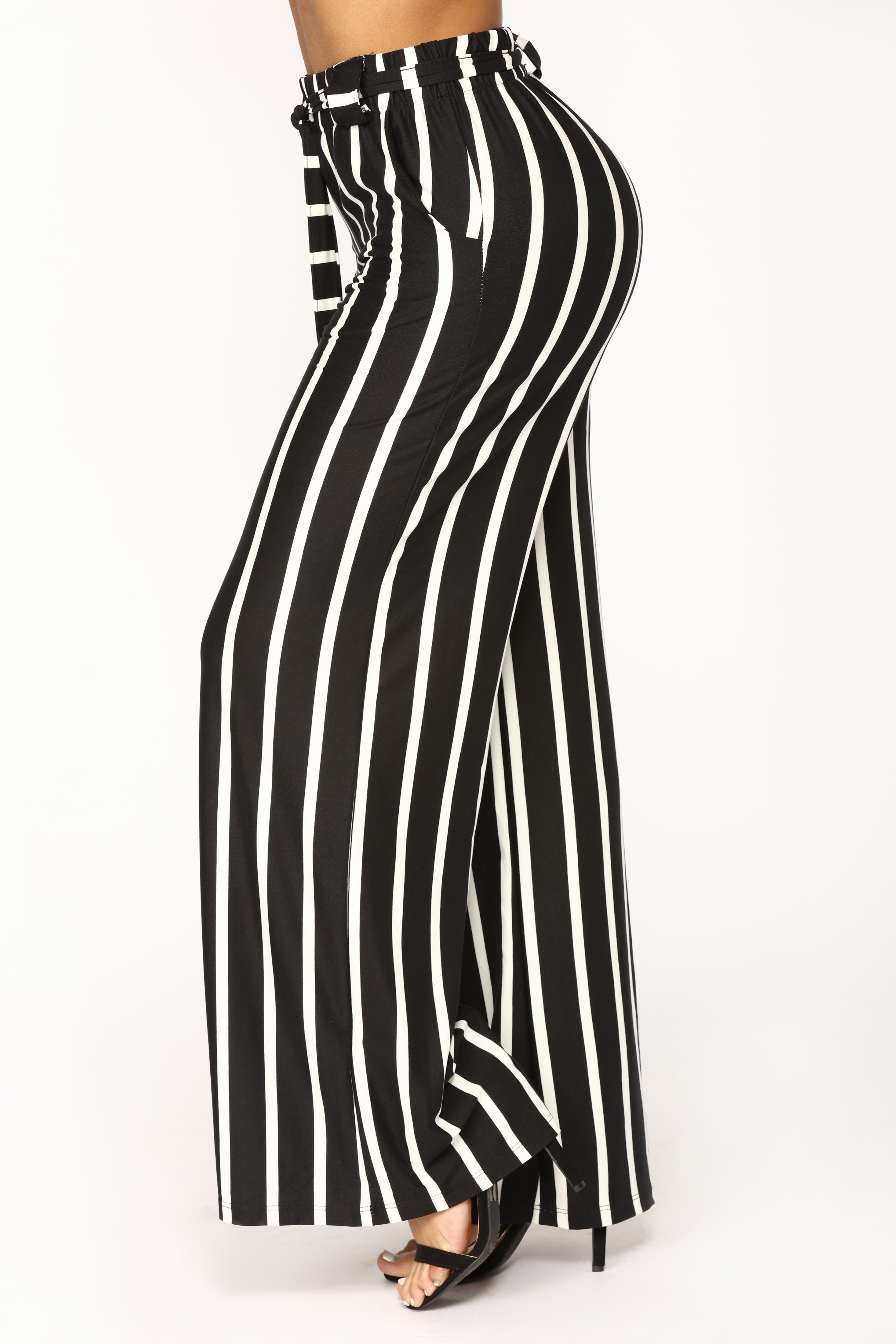 black striped high waisted pants