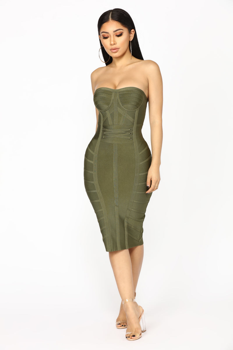 olive green dress fashion nova