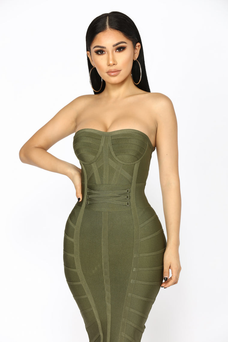 olive bandage dress