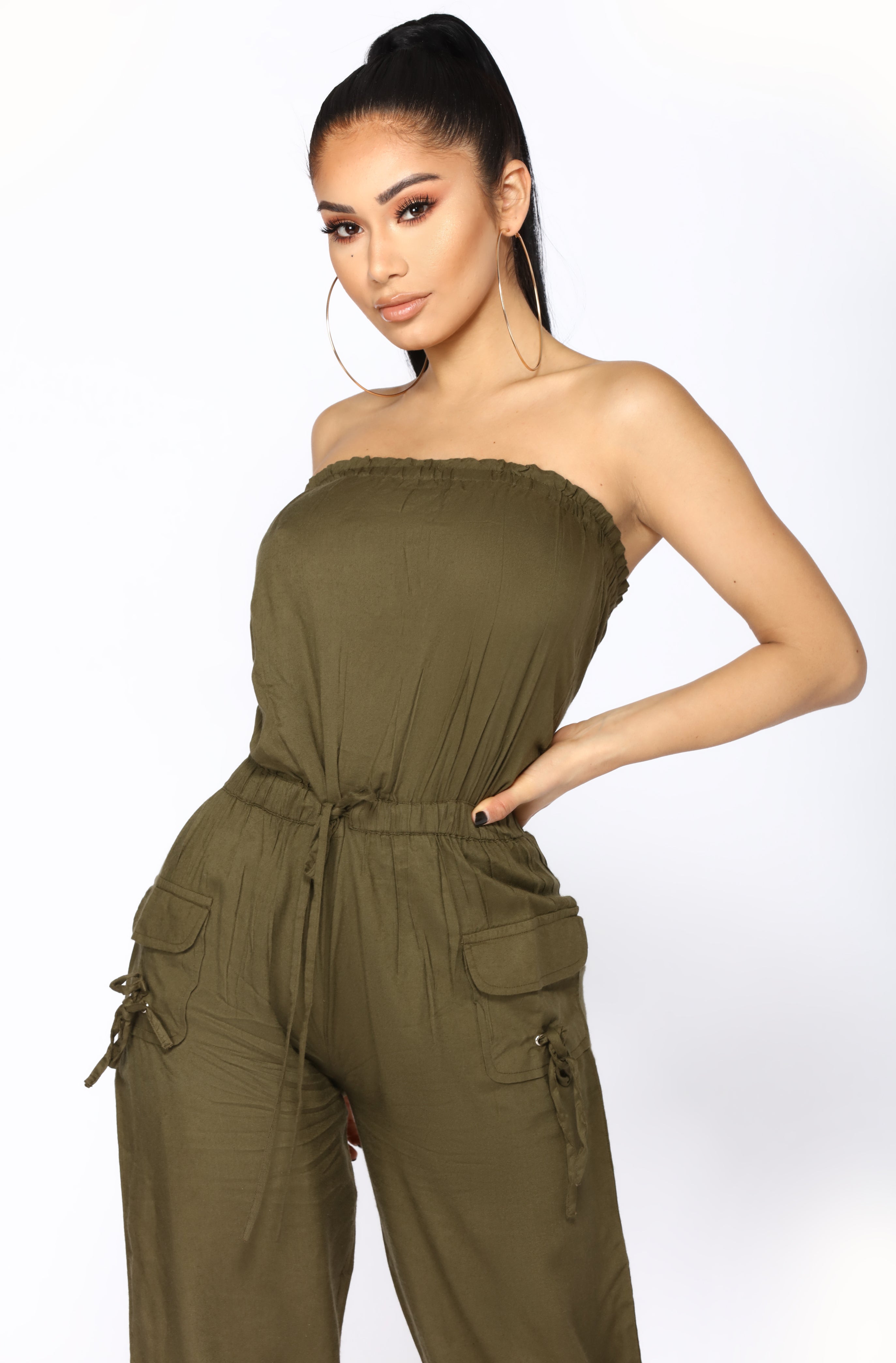 olive green cargo jumpsuit