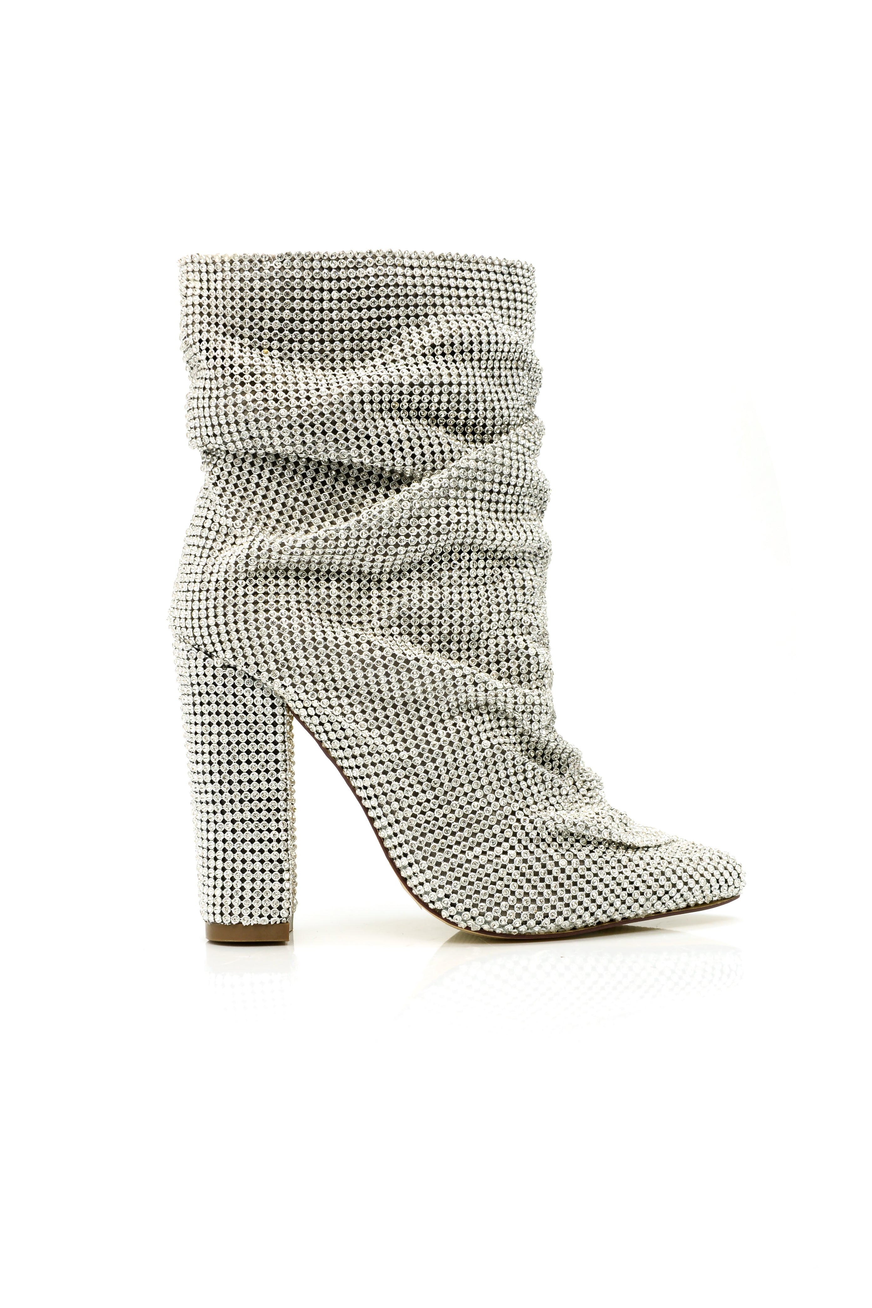 silver rhinestone booties