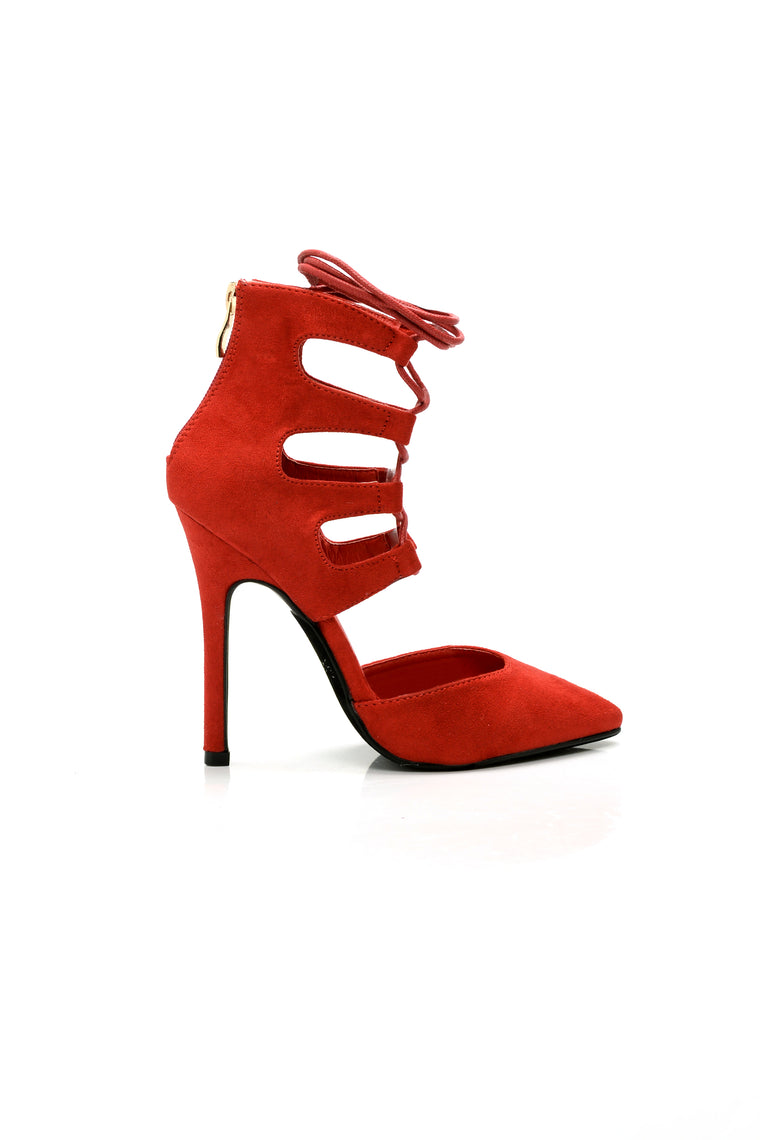 Midnight Strappy Heel - Red - Shoes 