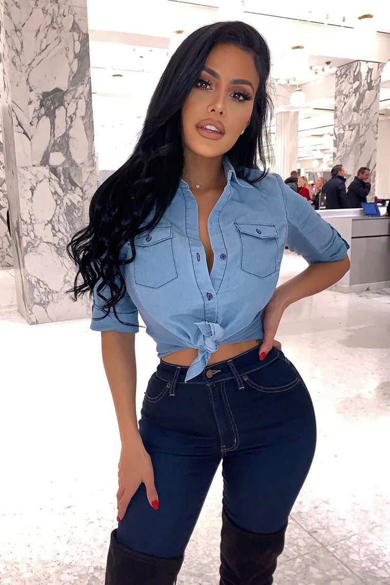 Feeling The Blues Top Light Wash Shirts Blouses Fashion Nova