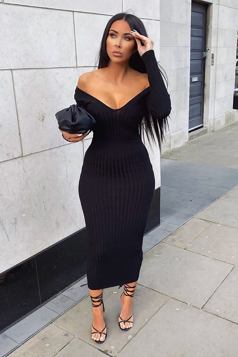 black knit dress outfit