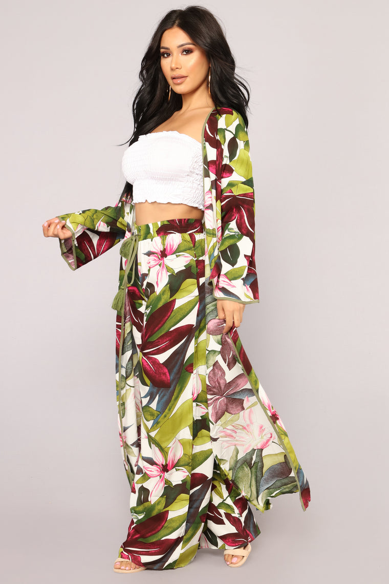 tropical kimono dress