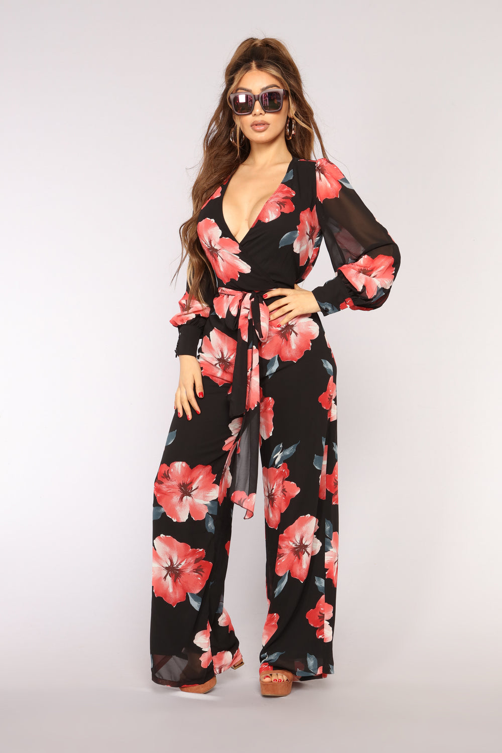 Moonshine Chiffon Jumpsuit - Black Floral