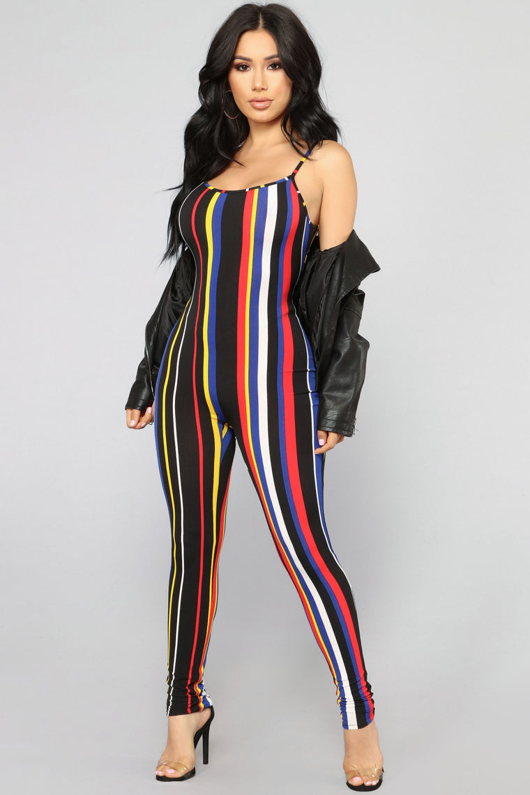 Stripe Season Jumpsuit - Black/Multi, Jumpsuits | Fashion Nova