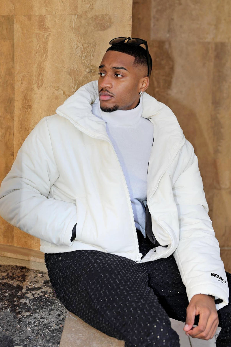 NovaMen Crop Puffer Jacket - Off White | Fashion Nova, Mens Jackets ...