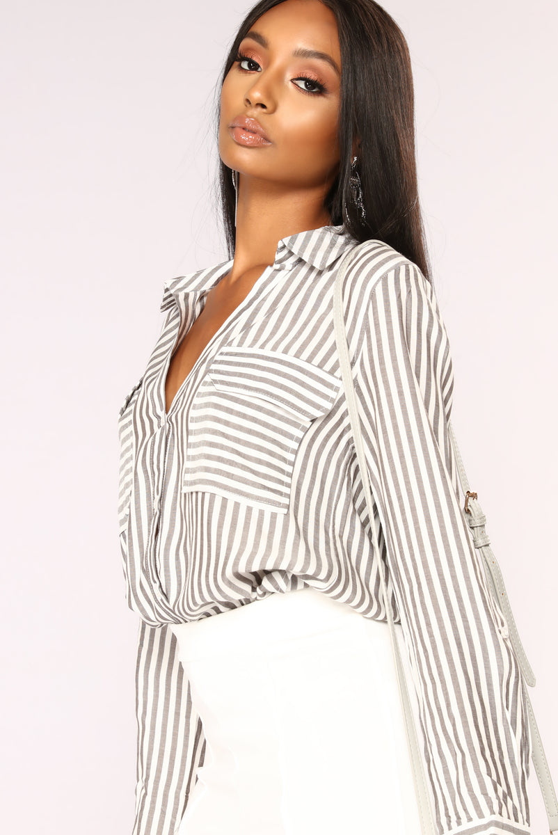 Stripes Are In Top - Grey/White | Fashion Nova, Shirts & Blouses ...