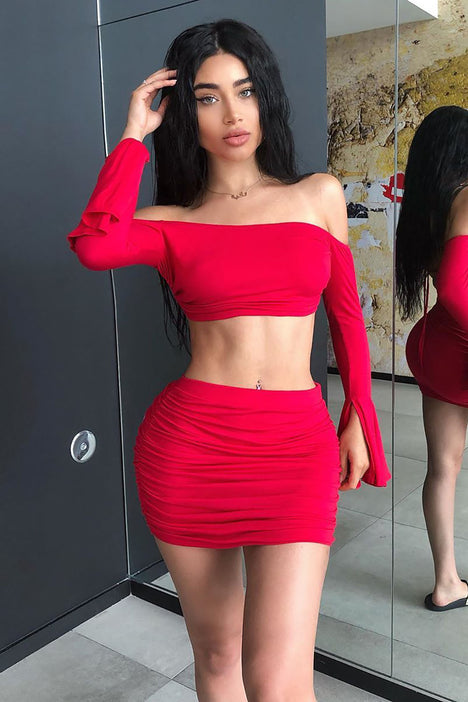 red skirt fashion nova