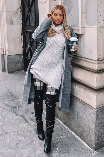 plain thigh high cap toe boots