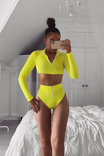 neon long sleeve bathing suit