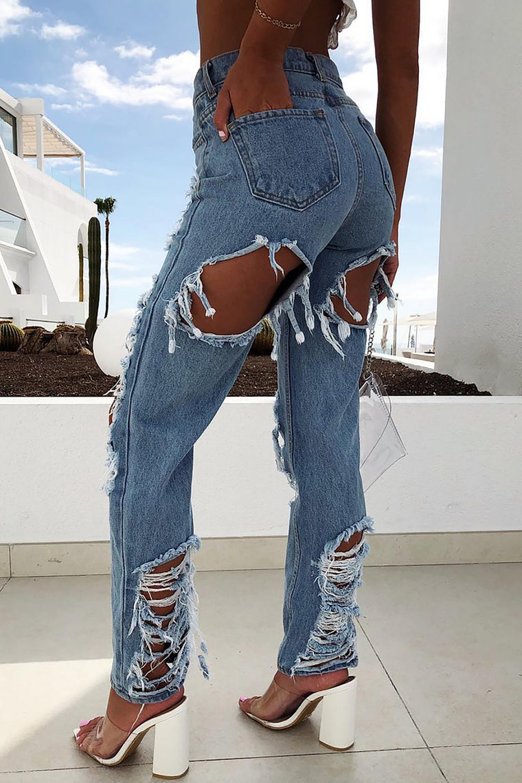 With Just A Look Boyfriend Jeans - Medium Blue Wash – Fashion Nova