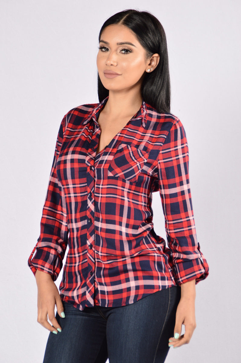 Gonna School You Plaid Top - Red | Fashion Nova, Knit Tops | Fashion Nova