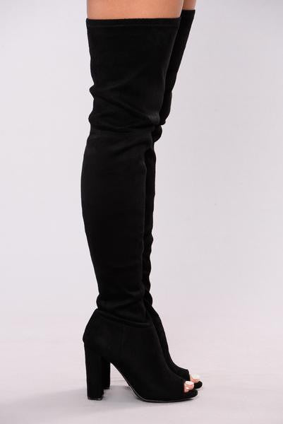 Carmella OTK Boot - Black, Shoes 