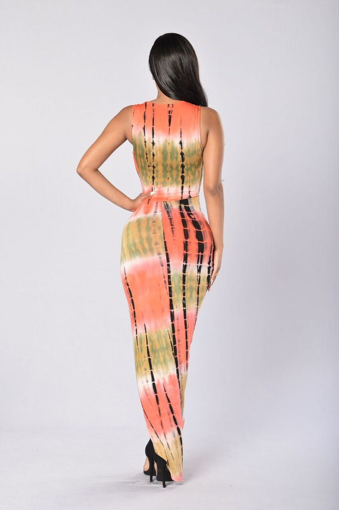 Mother Earth Dress - Orange/Olive