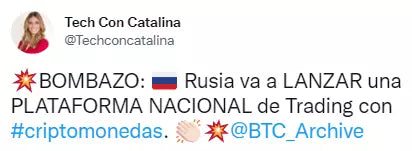 Bombazo: Rusia va a lanzar una plataforma nacional de trading con criptomonedas.