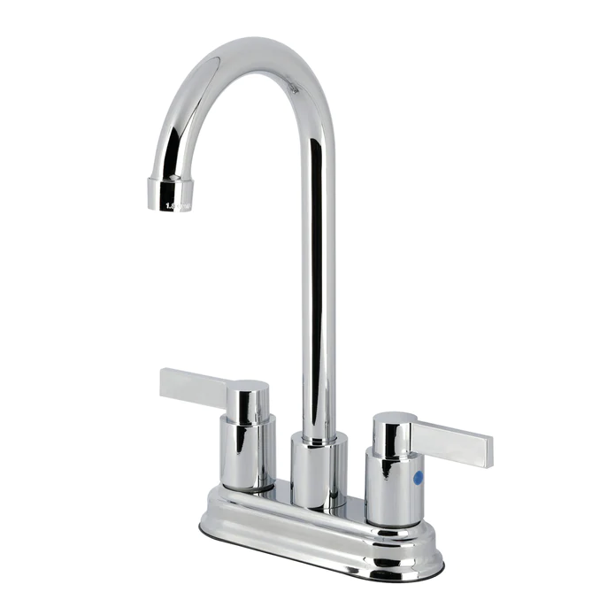 Kingston Brass KS212PB Two-Handle Wall Mount Bar Faucet, Polished Brass 