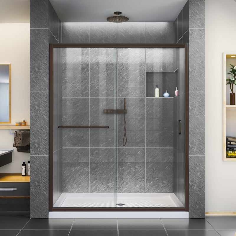 DreamLine Infinity-Z 56-60 in. W x 72 in. H Semi-Frameless Sliding Shower Door, Clear Glass - BNGBath