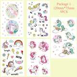 TAOUP 5pc Disposable Tattoo Unicorn Sticker Happy Birthday Unicorn Decor