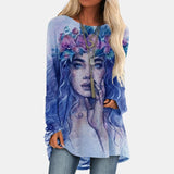 Womens Butterfly Graphic Print T shirts Women Long Sleeve Casual T-Shirts Plus Size Harajuku t shirt Ladies O Neck Top Tee Tops