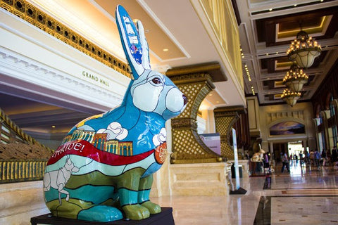 Against All Odds We Thrive, Rabbitville public art bunny painted by Sarah Soward for the Gaslamp District of San Diego