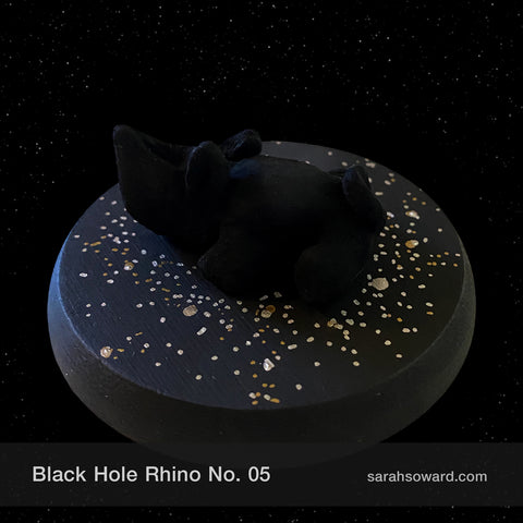 Black Hole Rhino sculpture number 5 complete with stars