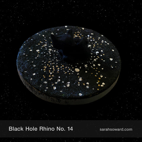 Black Hole Rhino sculpture number 14 complete with stars