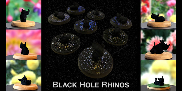 Black Hole Rhino sculptures complete with stars