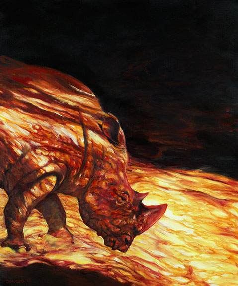 Hot Lava, copyright Sarah Soward, image of a lava rhino