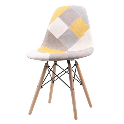 360° View of Yellow Eames Replica Patchwork Chair