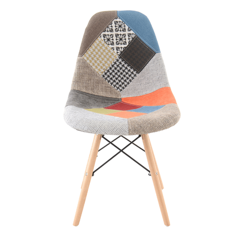 360° View of Multicolor Eames Replica Patchwork Chair