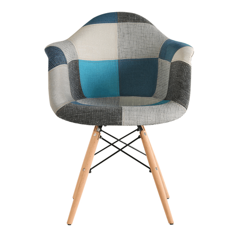 360° View of Blue Armrest Patchwork Lounge Chair