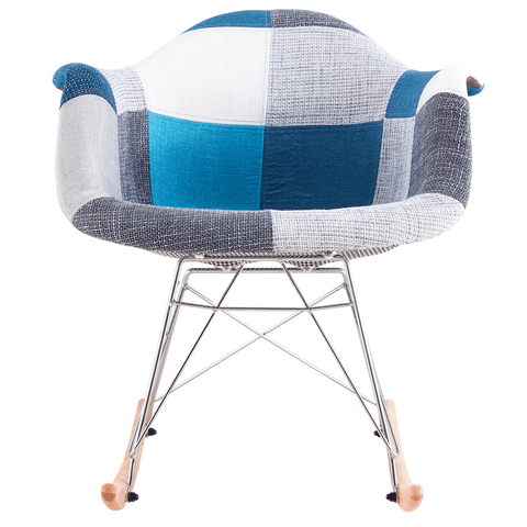 360° View of Blue Rocking Armrest Patchwork Lounge Chair