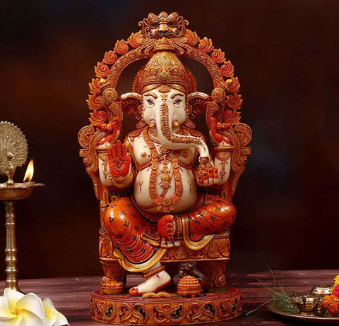 Lord Ganesha south indian treditional idol made of Soft stone 