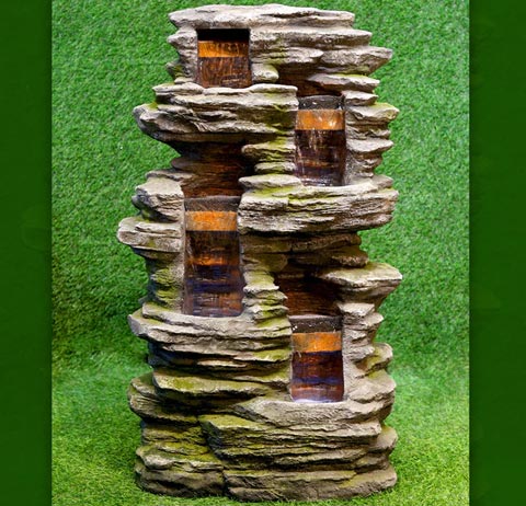 Four Layer Stony Waterfall Fountain