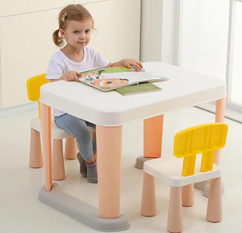 Kids Modern Non slip Table x 1 and Chair x 2 Set. Age 1 to 6 (Pink)