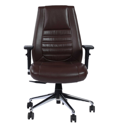 Thomas Chrome Base Upholstered Medium Back Executive Chair - Brown
