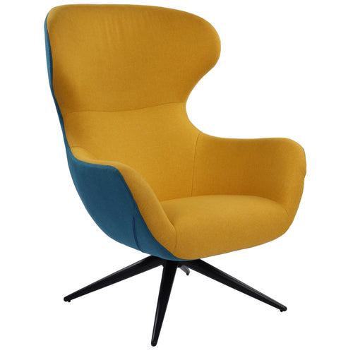 Akari Armrest Lounge Chair for Living Room/ Bedroom - Blue + Yellow