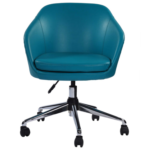 Erika Office Revolving Leather Upholstered Chair With Cusion - Blue