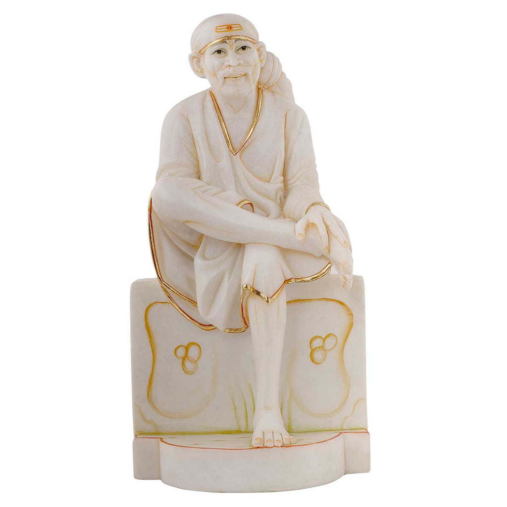 Lord Sai Baba Sitting Asana made of Marble - 11 x 8.5 x 20 inch, 27 kg