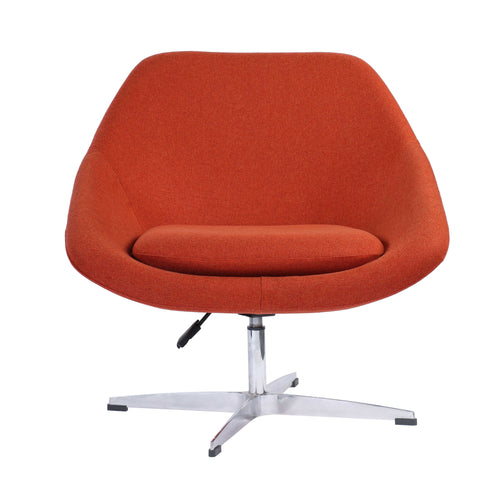 Eva Revolving Fabric Upholstered Lounge Chair with Aluminium Base - Orange
