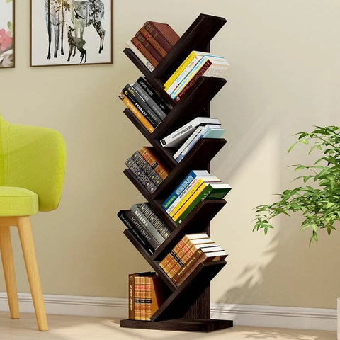 9 Tier Tree Bookshelf / Rack Organizer - Black