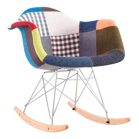 Rocking Armrest Patchwork Lounge Chair - Multicolor