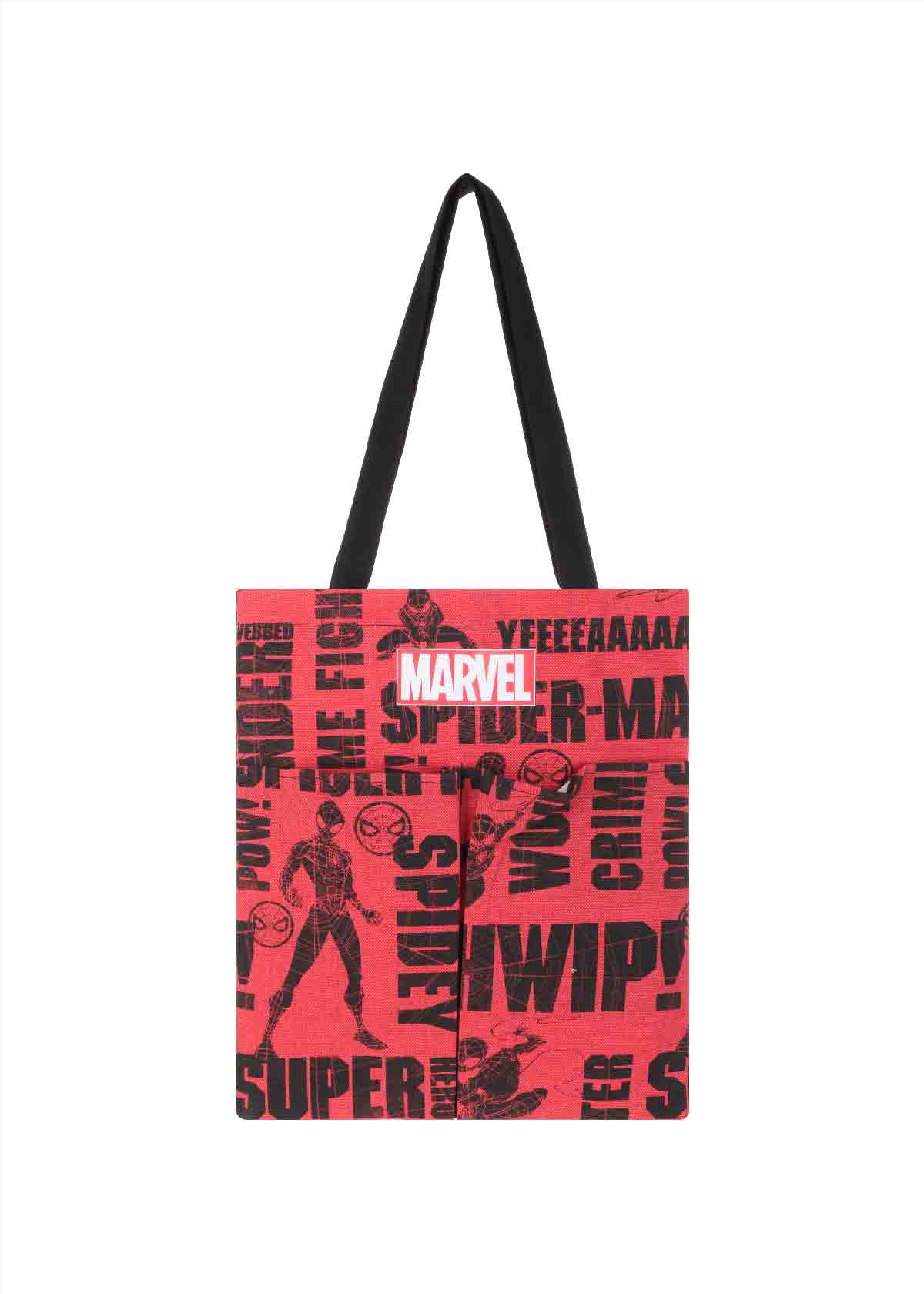 MINISO Marvel Shoulder Bag Cotton Canvas Tote Bag with Large Capacity,White  & Black 