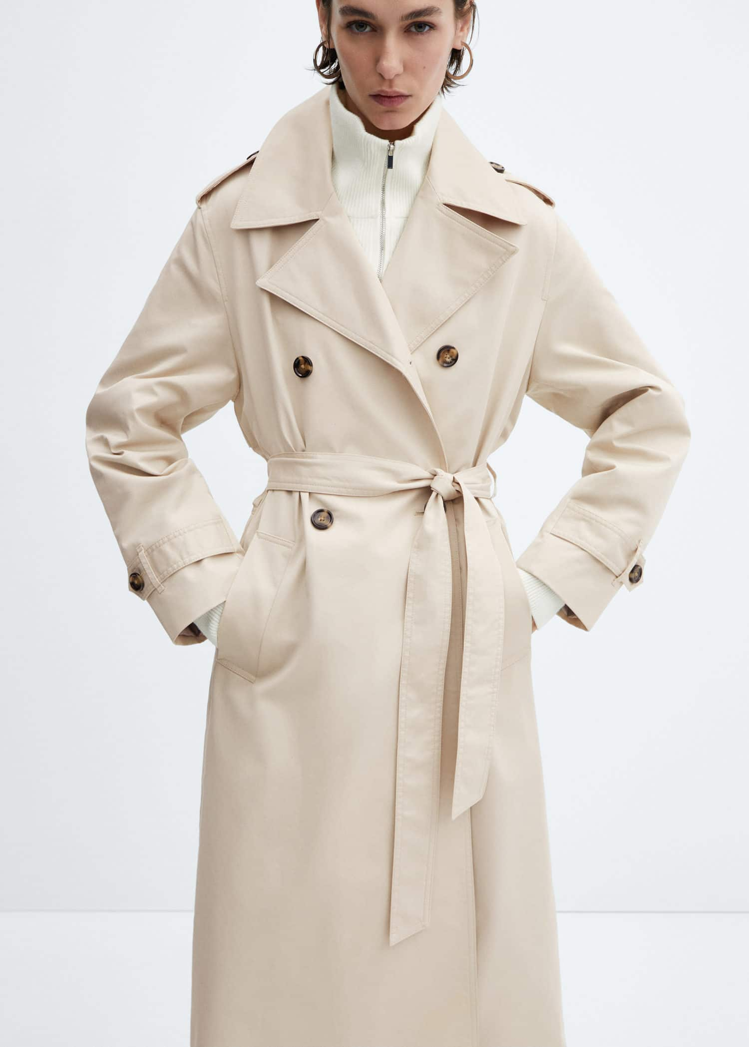 Mango Polana Trench Coat, Camel at John Lewis & Partners