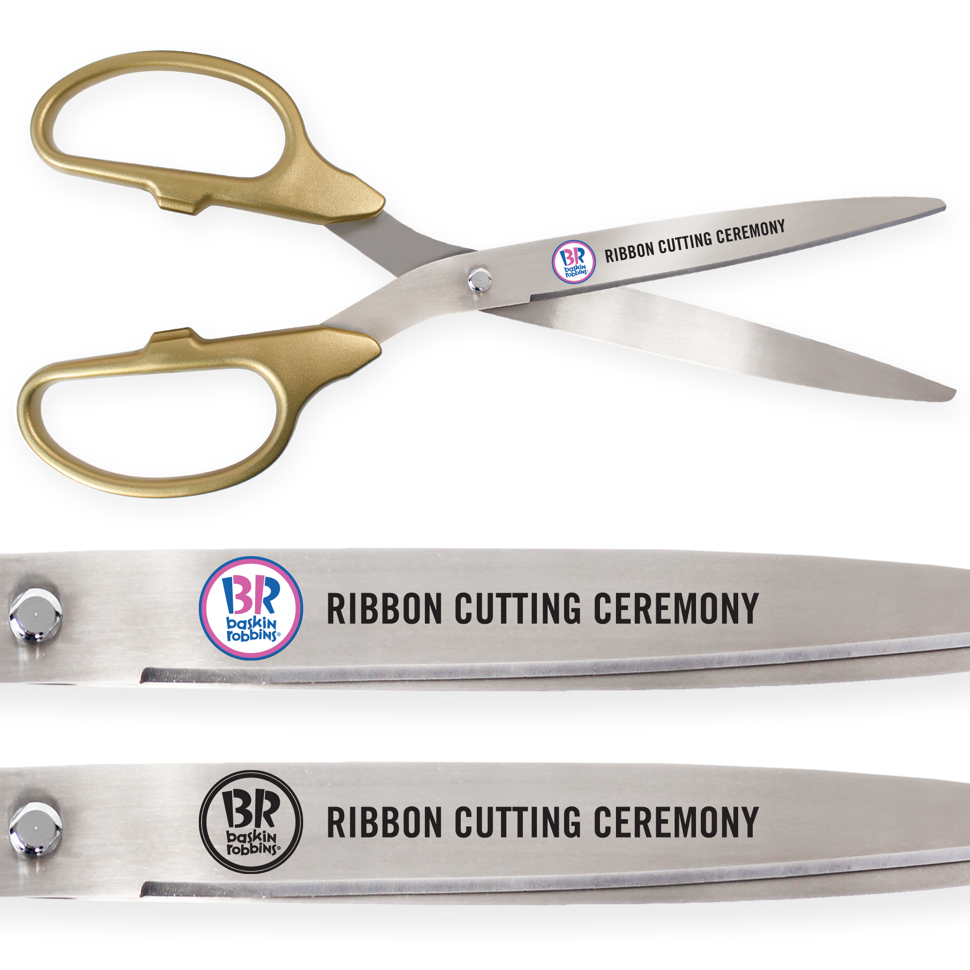 36 Gold Ribbon Cutting Scissors With Silver Blades Engraving Awards