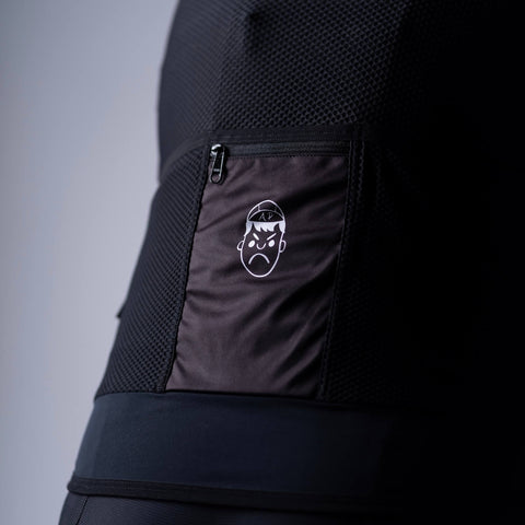 Studio photo showing the water resistant pocket on the Angry Pablo padded gilet