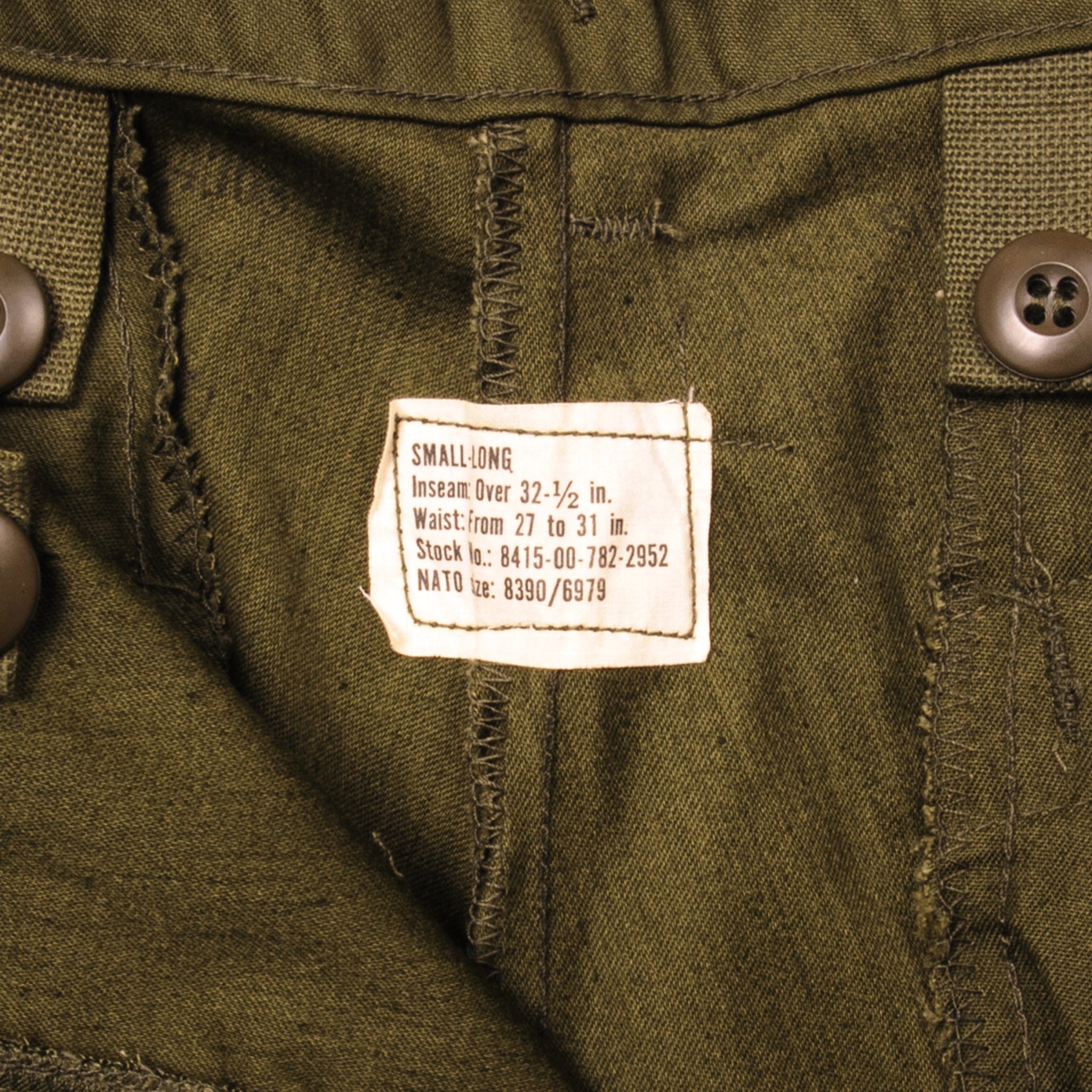 VINTAGE US ARMY M65 FIELD PANTS SATEEN 1976 VIETNAM WAR SIZE SMALL